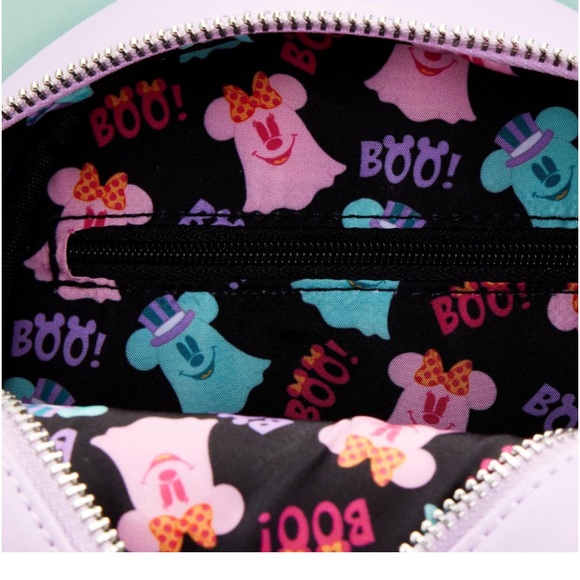 Ears+Crossbody⭐️Loungefly Ghost Minnie Mickey Double Sided Pastel Crossbody+Ears - Picture 6 of 13